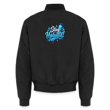 Stay Hydrated! – Wasser & Trinkmotivation - Unisex Bomberjacke - Schwarz - Hinten - AI Model Male 185 light (185cm)