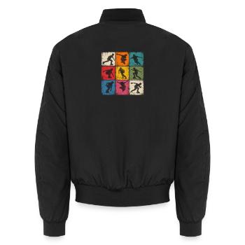 Inline Skating Retro Collage - Unisex Bomberjacke - Schwarz - Hinten - AI Model Male 185 light (185cm)