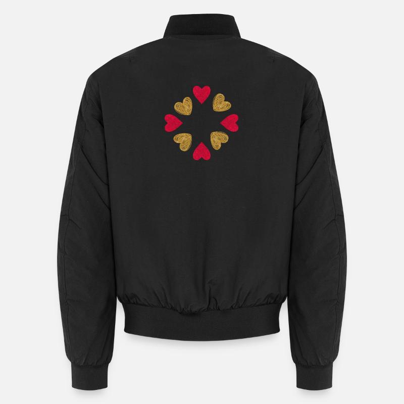 Kreis der Herzen Glitzer Rotgold - Unisex Bomberjacke - Schwarz
