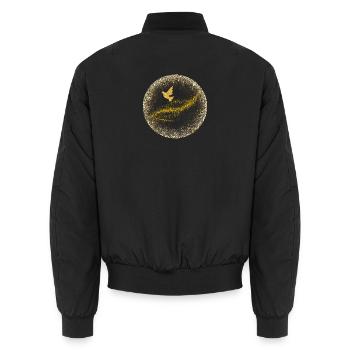 Golden Glitter Circle with Bird - Unisex Bomber Jacket - black - Back - AI Model Male 185 light (185cm)