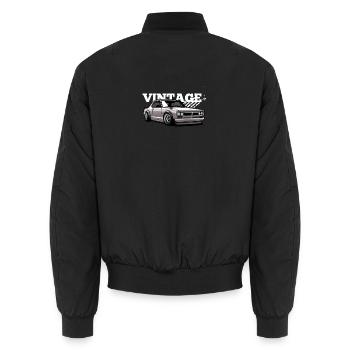 Graphismes de voitures vintage des années 70 - Bomber unisexe - noir - Dos - AI Model Male 185 light (185cm)