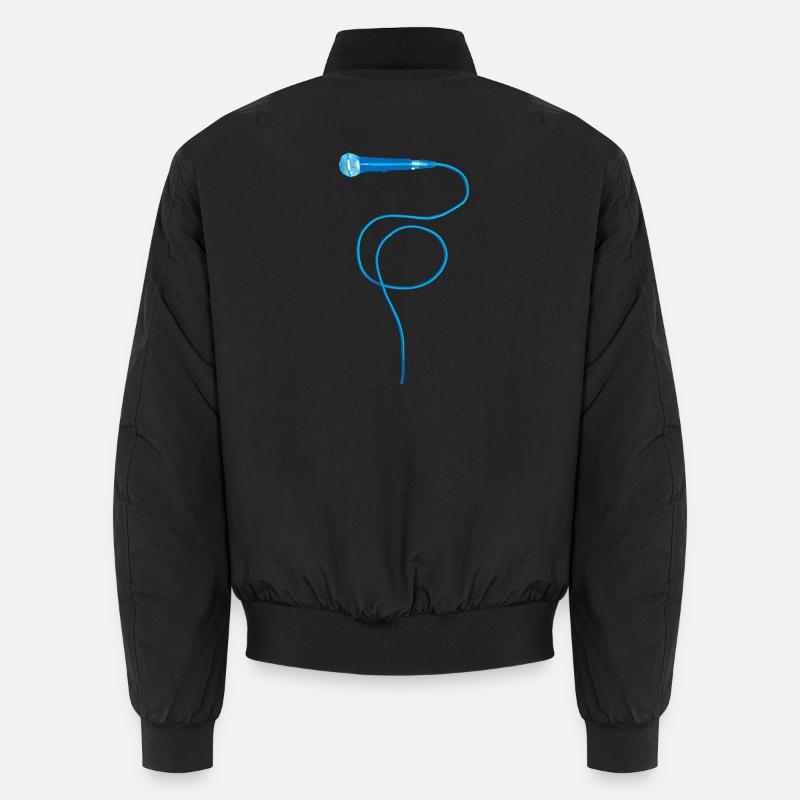 Mikrofon blau - Unisex Bomber Jacket - black