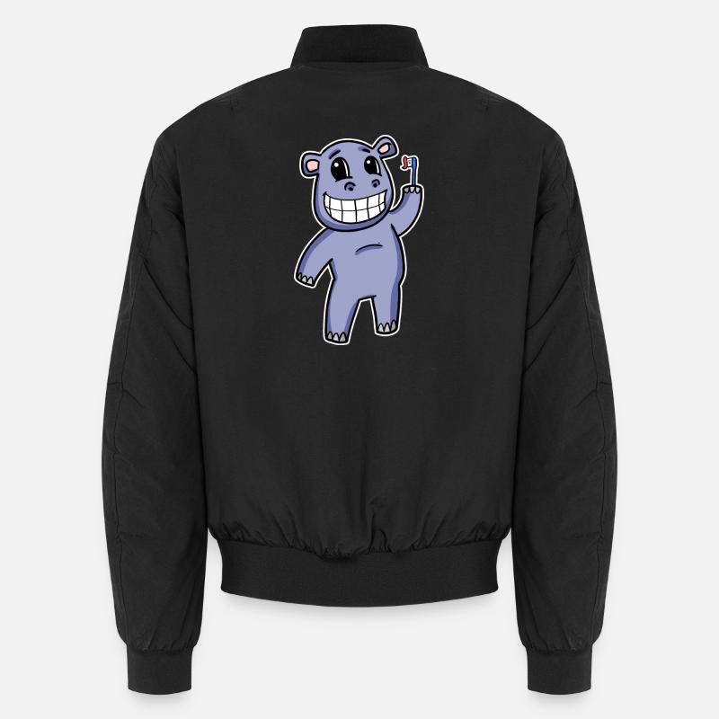 Hippo with toothbrush Unisex Bomber Jacket