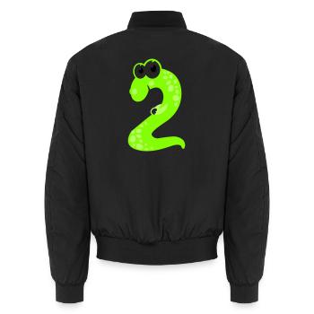 DinoZahl Zwei - Unisex Bomberjacke - Schwarz - Hinten - AI Model Male 185 light (185cm)