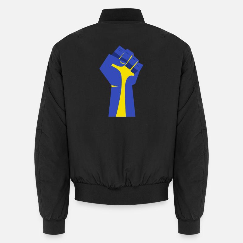 Die erhobene Faust (blau, gelb) - Unisex Bomberjacke - Schwarz