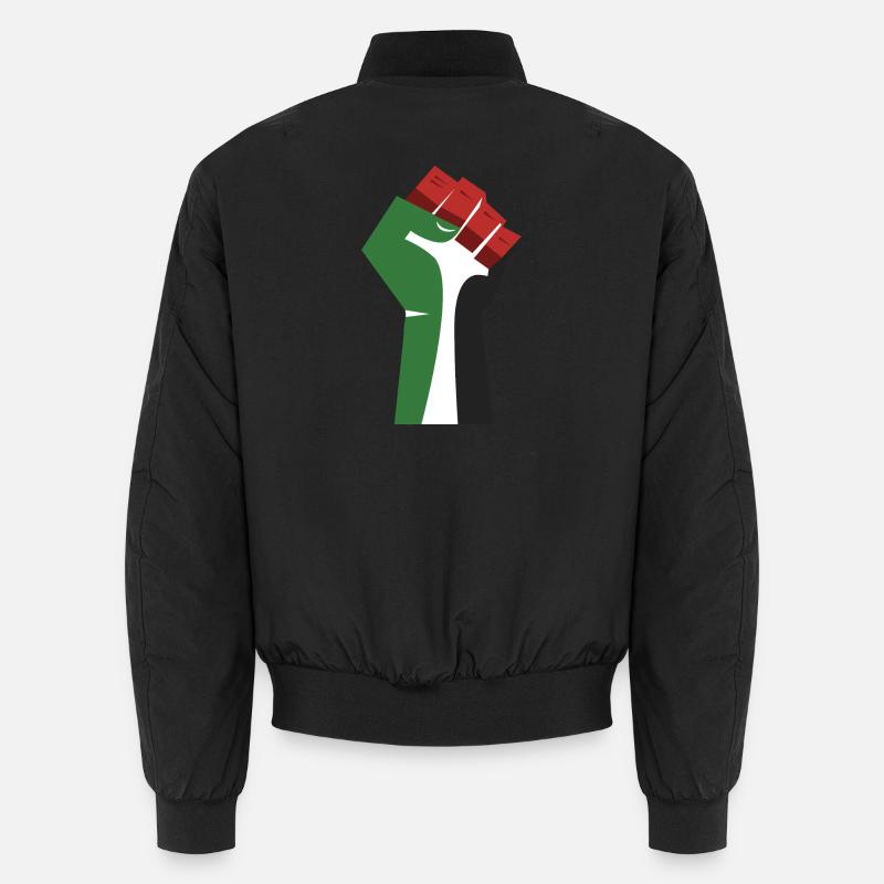 Le poing levé (vert, blanc, noir, rouge) Bomber unisexe
