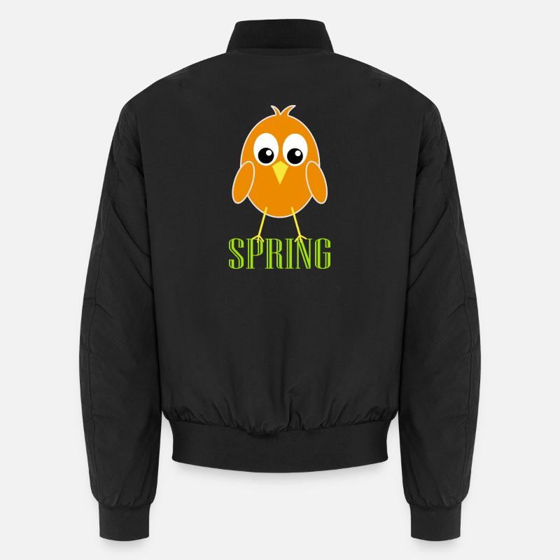 Playful spring bird with big eyes Unisex Bomber Jacket