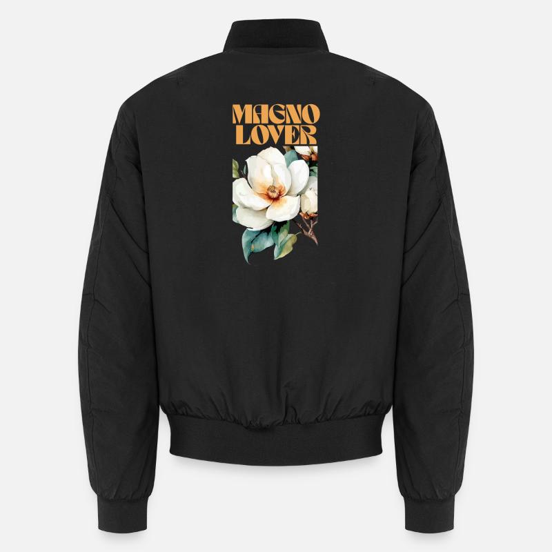 Magnolia Love Botanisches Design - Unisex Bomberjacke - Schwarz