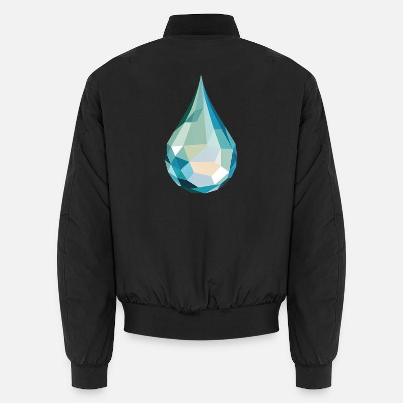 Wassertropfen - Cooles Low Poly Logo - Unisex Bomberjacke - Schwarz