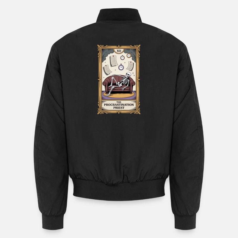 The Procrastination Priest Procrastinator Skeleton Unisex Bomber Jacket