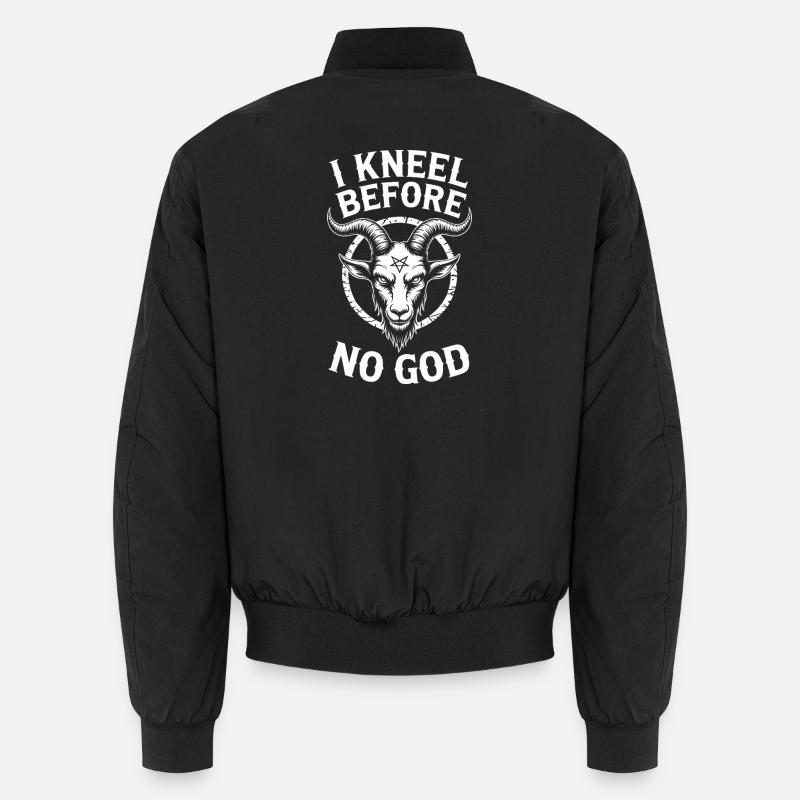 No God Goat Emblem - Unisex Bomber Jacket - black