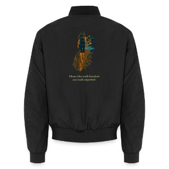 Those Who Walk Barefoot Can Walk Anywhere - Unisex Bomberjacke - Schwarz - Hinten - AI Model Male 185 light (185cm)