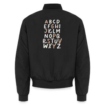 Alphabet Letters - Unisex Bomberjacke - Schwarz - Hinten - AI Model Male 185 light (185cm)