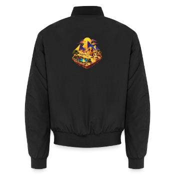 Gizeh Oase – Sphinx & Pyramiden - Unisex Bomberjacke - Schwarz - Hinten - AI Model Male 185 light (185cm)