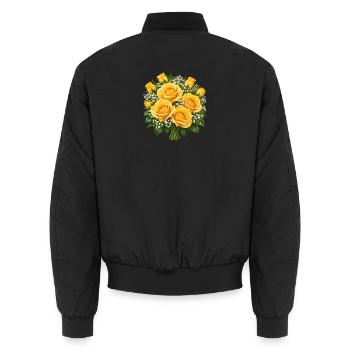 Golden Rose Bouquet Glow - Unisex Bomberjacke - Schwarz - Hinten - AI Model Male 185 light (185cm)