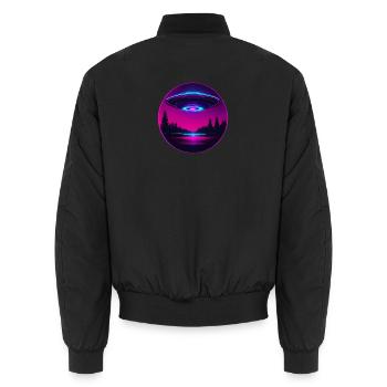 Pink Ufo - Unisex Bomberjacke - Schwarz - Hinten - AI Model Male 185 light (185cm)