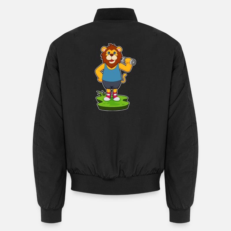 Lion Bodybuilder Haltère - Bomber unisexe - noir