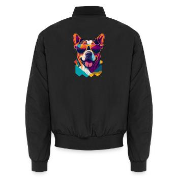 Pawsome Attitude: Retro Hunde-T-Shirt - Unisex Bomberjacke - Schwarz - Hinten - AI Model Male 185 light (185cm)