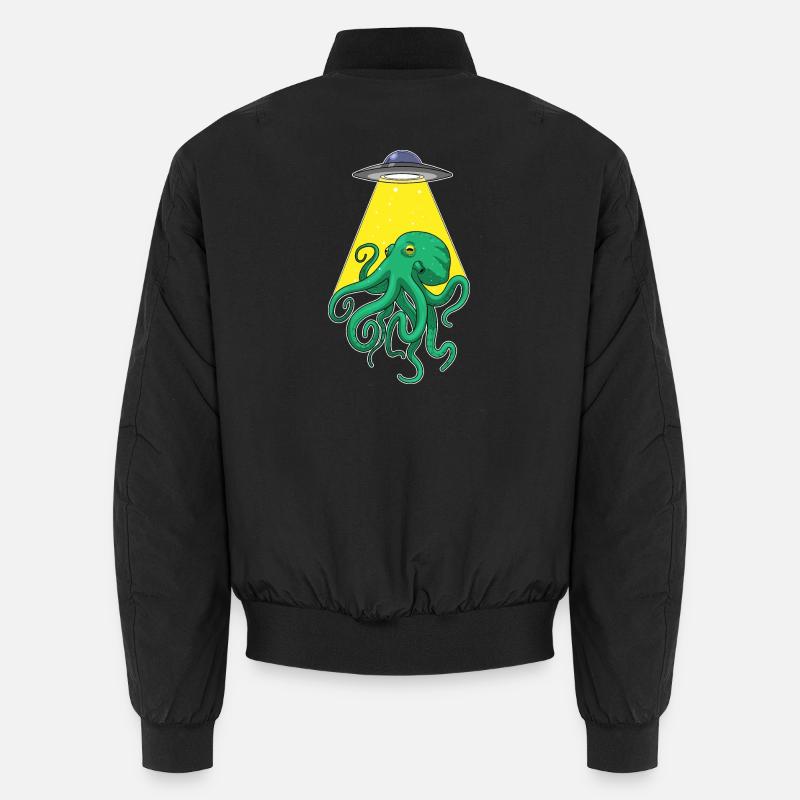 Octopus, Spaceship, Space - Unisex Bomber Jacket - black