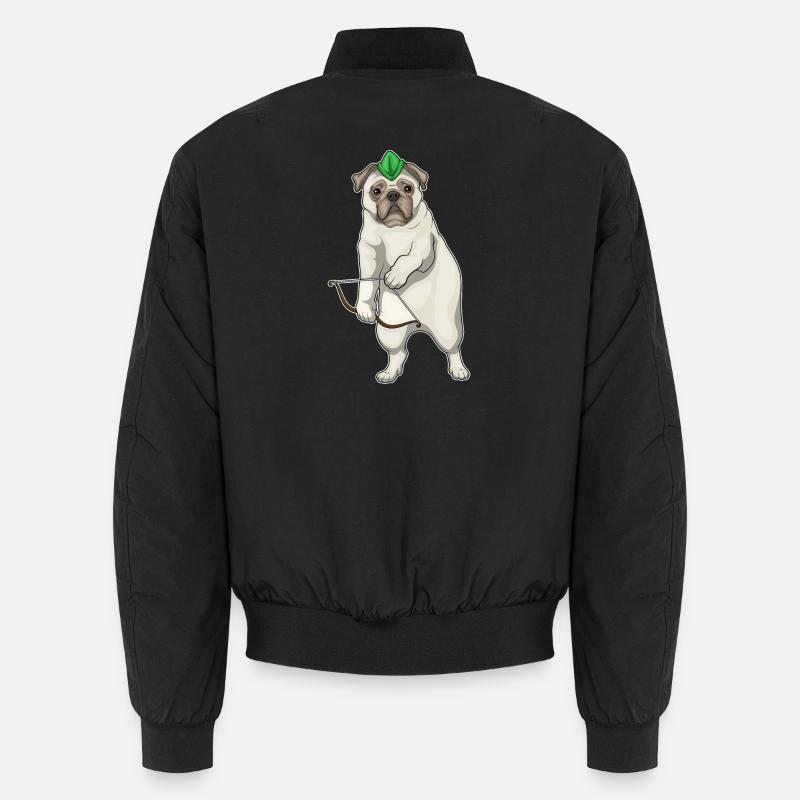 Mops Bogenschütze Bogen - Unisex Bomberjacke - Schwarz