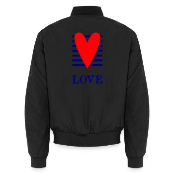 HAPPY BIRTHDAY. HAPPY BIRTHDAY. ANNIVERSARY. - Unisex Bomber Jacket - black - Back - AI Model Male 185 light (185cm)