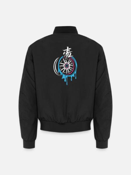 Schmelzende JDM-Felge mit Kanji – Tuning-Style - Unisex Bomberjacke - Schwarz