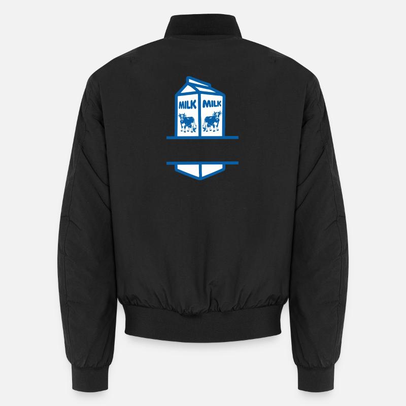 Blauer Milchkarton mit Kuh-eigenem Text - Unisex Bomberjacke - Schwarz