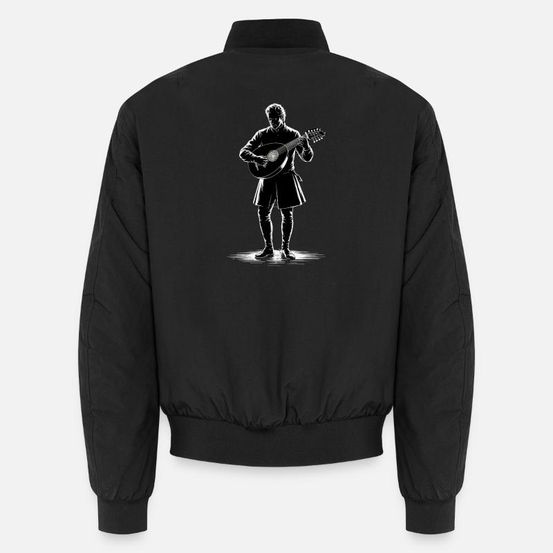 Mittelalterlicher Barde mit Laute Unisex Bomberjacke