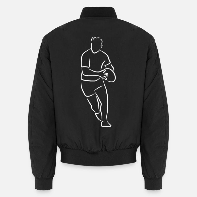 Rugby Drawing - Unisex Bomber Jacket - black