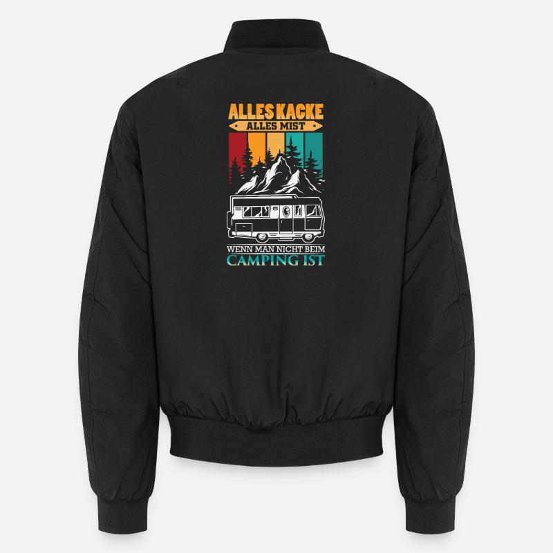 Camper Camping Wohnwagen Spruch - Unisex Bomberjacke - Schwarz