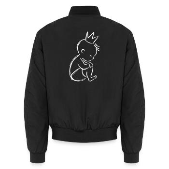 Baby mit Krone Kontur Weiß - Unisex Bomberjacke - Schwarz - Hinten - AI Model Male 185 light (185cm)
