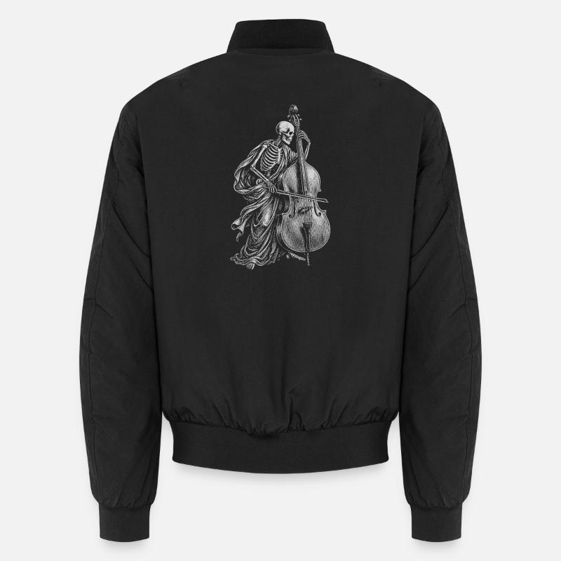Skeleton plays double bass - Unisex Bomber Jacket - black