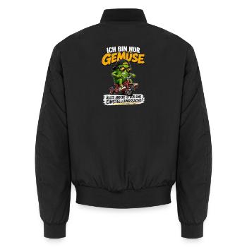 Ich bin nur Gemüse Trike Spruch - Unisex Bomberjacke - Schwarz - Hinten - AI Model Male 185 light (185cm)