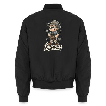 Lausbua Junge In Lederhose Mit Sonnenbrille - Unisex Bomberjacke - Schwarz - Hinten - AI Model Male 185 light (185cm)