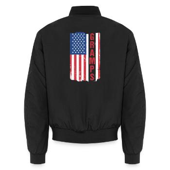 Patriotic Grandfather Granddad Grandpa Gramps - Unisex Bomberjacke - Schwarz - Hinten - AI Model Male 185 light (185cm)