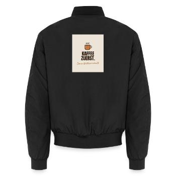 Kaffee - Unisex Bomberjacke - Schwarz - Hinten - AI Model Male 185 light (185cm)