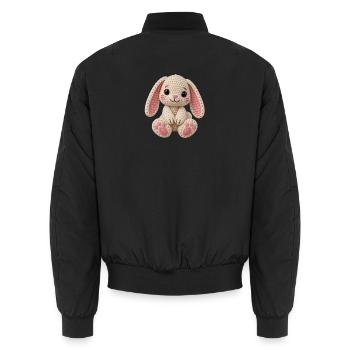 Kuscheliger Häkelhase - Unisex Bomberjacke - Schwarz - Hinten - AI Model Male 185 light (185cm)