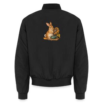 Kaninchen sammelt Sonnenblumensamen - Unisex Bomberjacke - Schwarz - Hinten - AI Model Male 185 light (185cm)