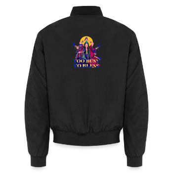 Zu beschäftigt, um zu segnen - Unisex Bomberjacke - Schwarz - Hinten - AI Model Male 185 light (185cm)