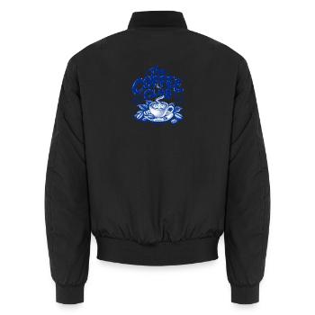The Coffee Club – Fueled by Caffeine | Retro Kaffe - Unisex Bomberjacke - Schwarz - Hinten - AI Model Male 185 light (185cm)