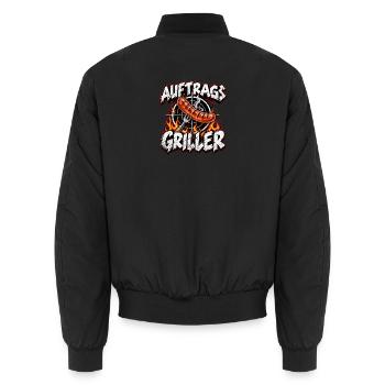 Auftragsgriller Feuer Wurst Action - Unisex Bomberjacke - Schwarz - Hinten - AI Model Male 185 light (185cm)