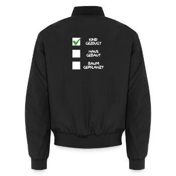 Child conceived ( house built, tree planted) white - Unisex Bomber Jacket - black - Back - AI Model Male 185 light (185cm)
