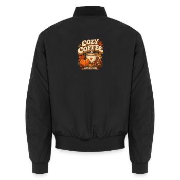 Cozy Coffee Autumn Days T-Shirt Retro Gemütlich - Unisex Bomberjacke - Schwarz - Hinten - AI Model Male 185 light (185cm)