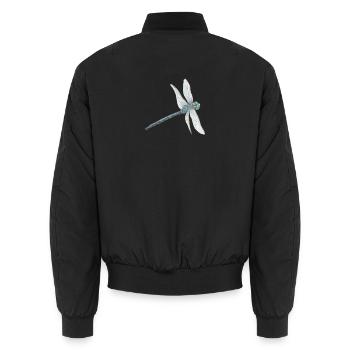 Blaugrüne Libelle Illustration - Unisex Bomberjacke - Schwarz - Hinten - AI Model Male 185 light (185cm)