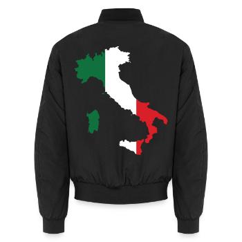 Italy Flag Map - Unisex Bomber Jacket - black - Back - AI Model Male 185 light (185cm)