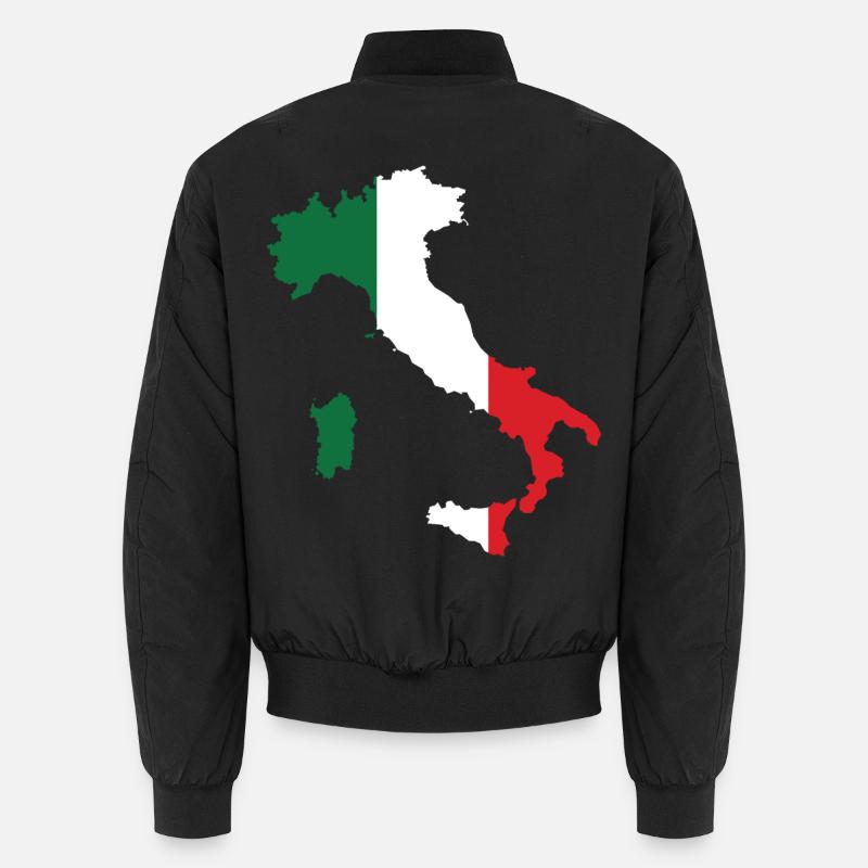 Italy Flag Map - Unisex Bomber Jacket - black