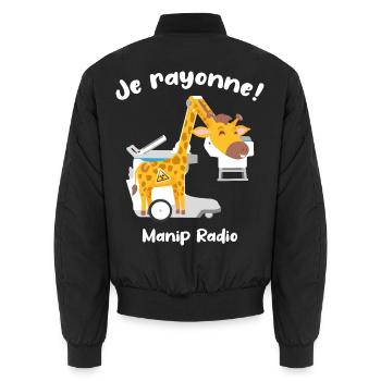 Je rayonne Manip radio Girafe Radiologie médicale - Bomber unisexe - noir - Dos - AI Model Male 185 light (185cm)