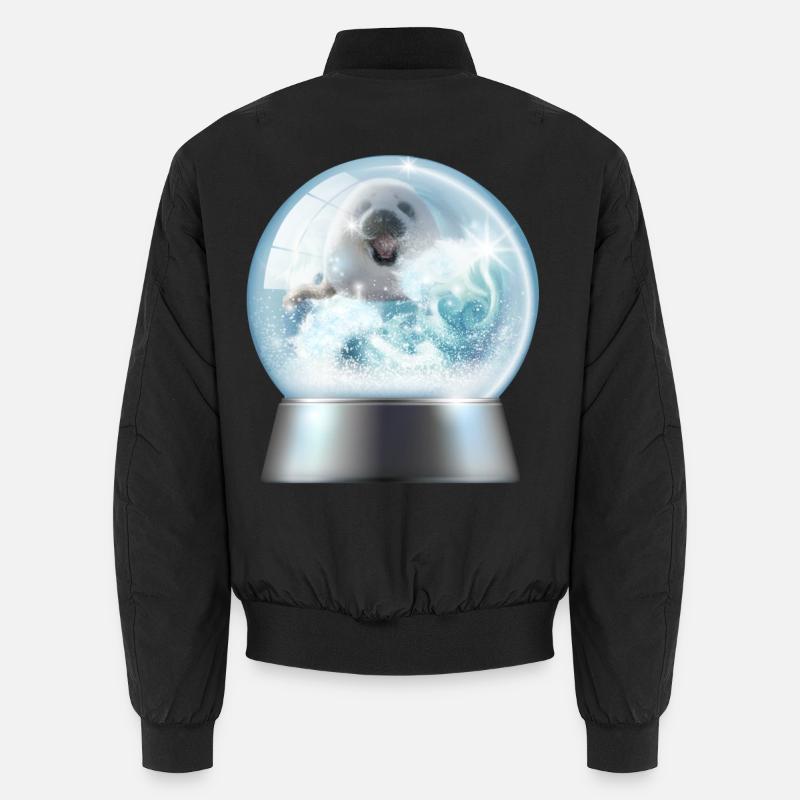 Snow Globe Puppy in Winter Glint Unisex Bomber Jacket