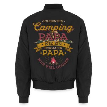Camping Papa Lagerfeuer Camper Zelten Campingplatz - Unisex Bomberjacke - Schwarz - Hinten - AI Model Male 185 light (185cm)