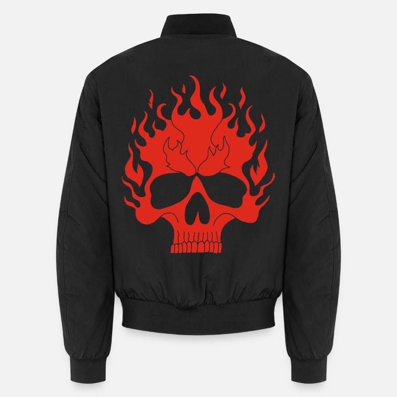 Red Flaming Skull - Unisex Bomber Jacket - black